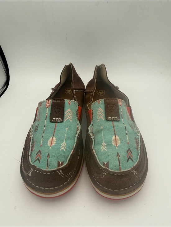 Ariat Shoes - Ariat Teal Arrow-Print Slip-On Shoes with Brown Trim